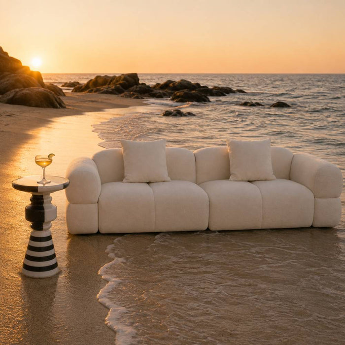 Bellamy Cream Textured Fabric Large 3 Seater Sofa