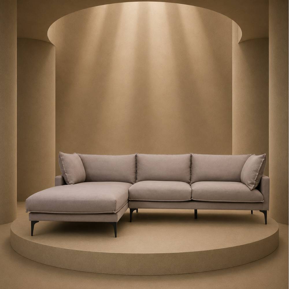 Avenne Grey three-seat left-hand chaise sofa