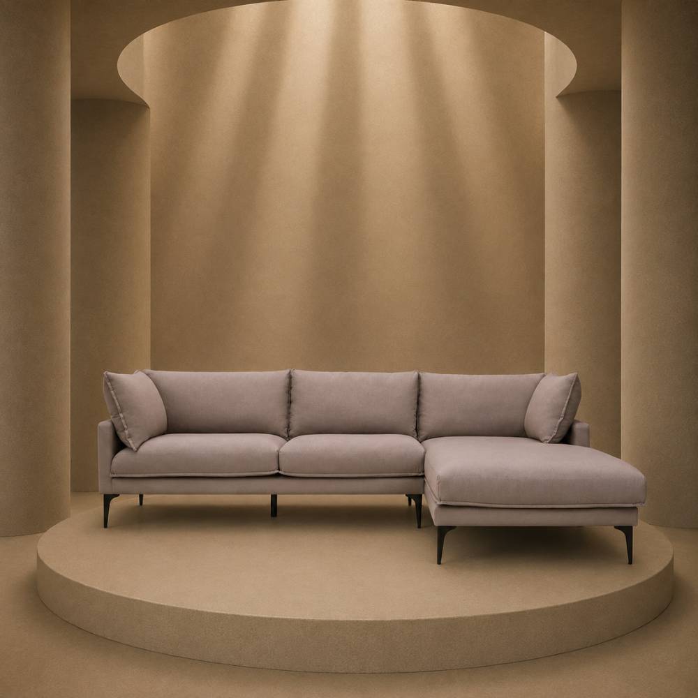 Avenne Grey three-seat right-hand chaise sofa