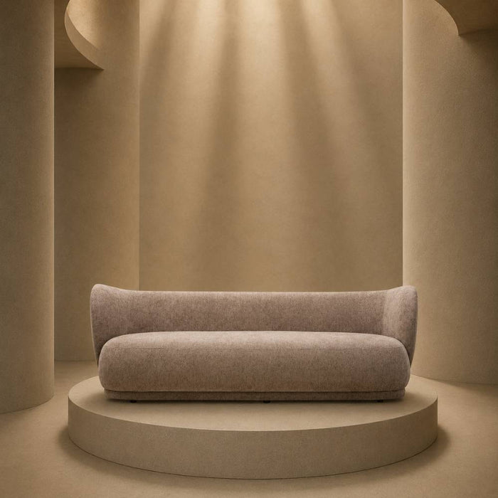 Lunel Three-Seater Curved Chenille Sofa
