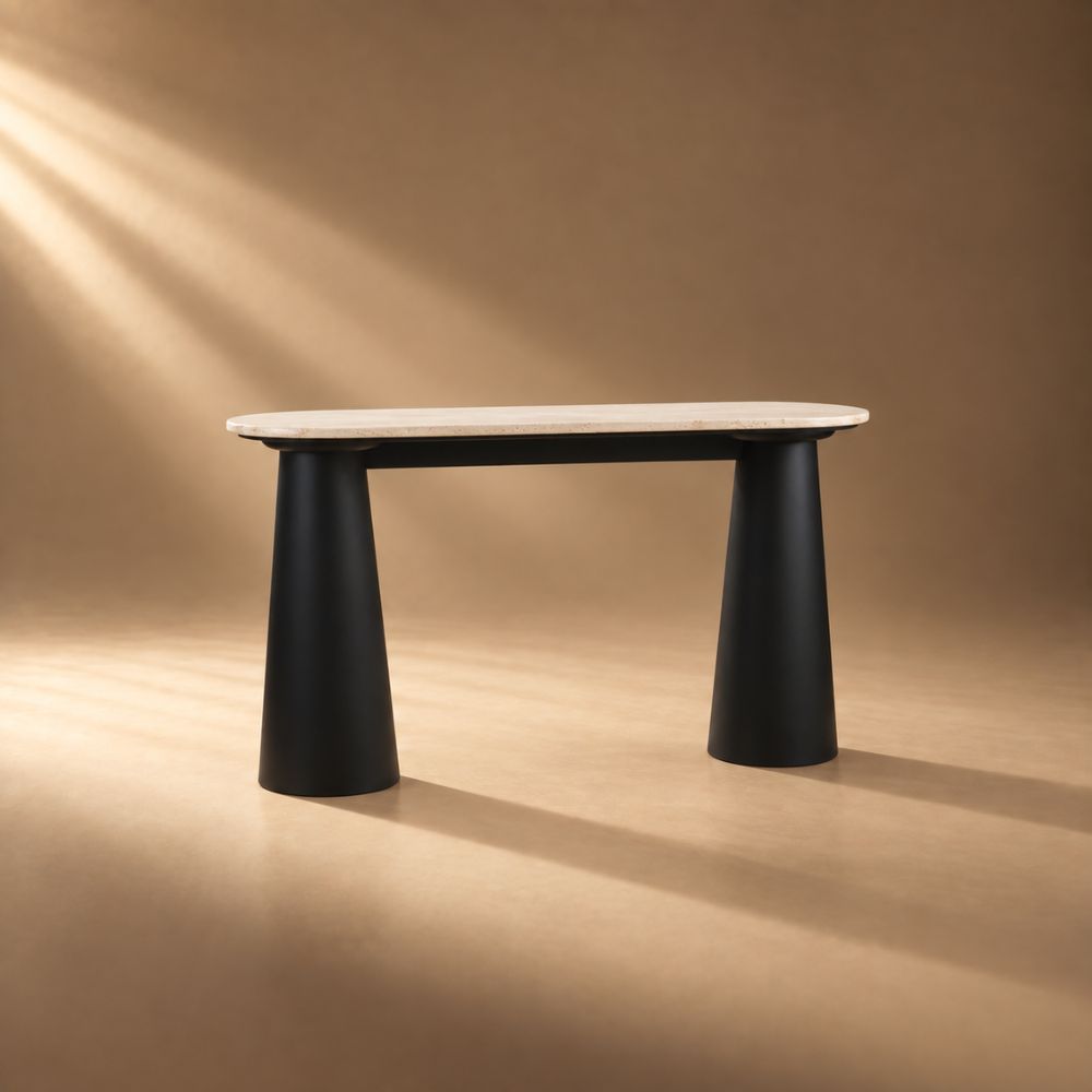 Solis Travertine Top Console Table