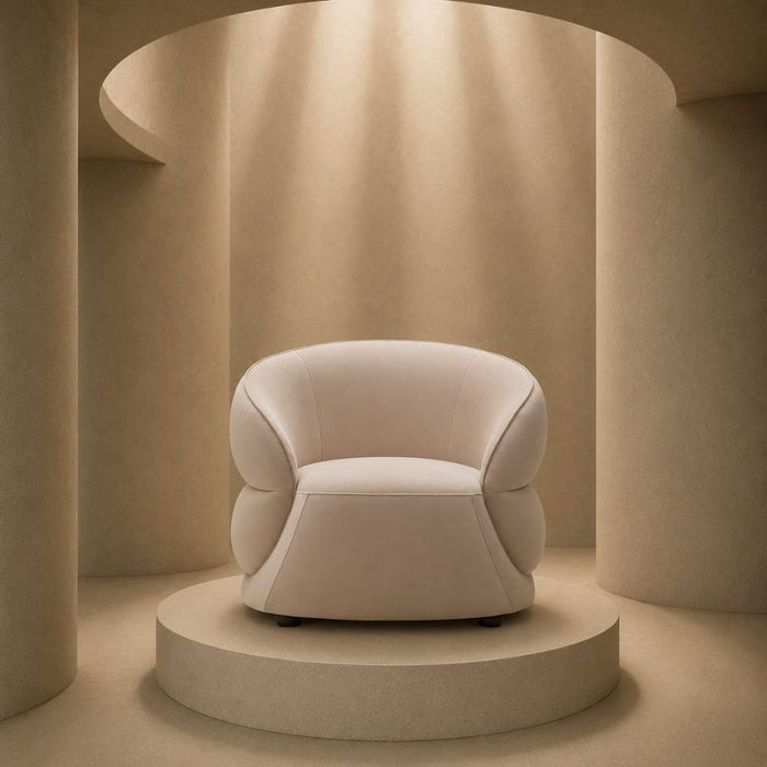 Elora Curved Velvet Accent Chair – Cream