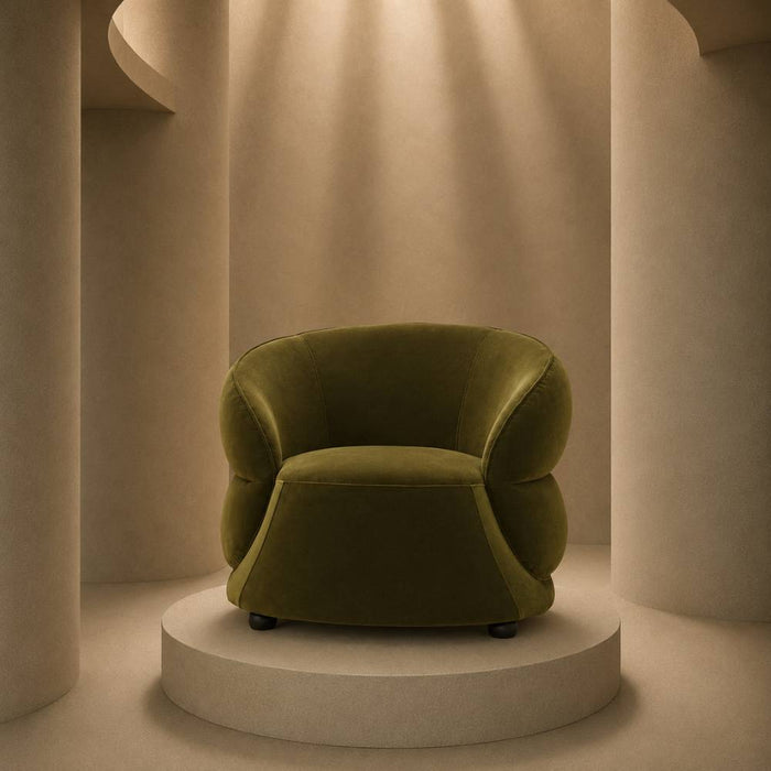 Elora Curved Velvet Accent Chair – Forest Green