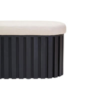 Varello Black Mango Wood & Cream Linen Bench