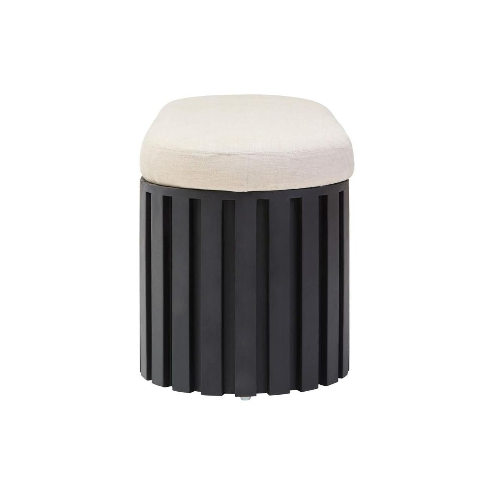 Varello Black Mango Wood & Cream Linen Bench