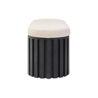 Varello Black Mango Wood & Cream Linen Bench