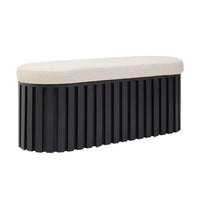 Varello Black Mango Wood & Cream Linen Bench