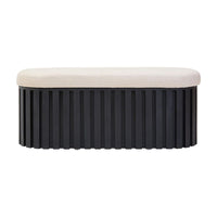 Varello Black Mango Wood & Cream Linen Bench
