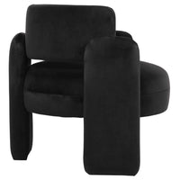 Furniture-statement-chair-joline-and-flo-Blaw-Black-Velvet-Curved-Chair-lifestyle