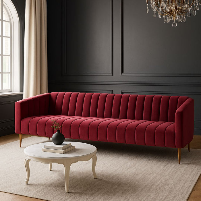 Isadora Pink Velvet Sofa – A Statement of Sculptural Luxury