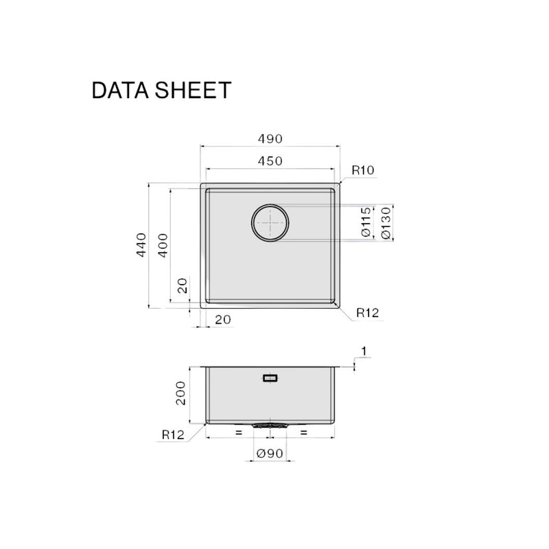 Sink Como 45cm Steel Flush/Topmount