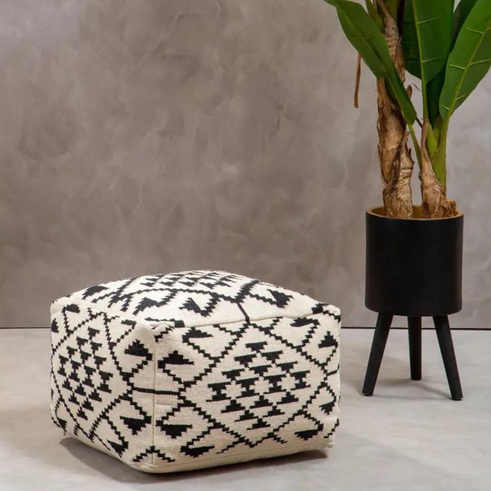 Geometry Cotton Pouffe