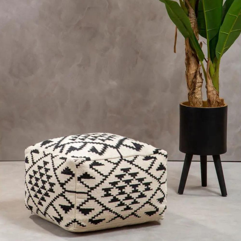 Geometry Cotton Pouffe