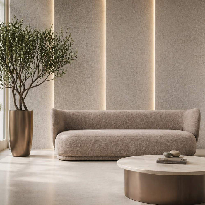 Lunel Three-Seater Curved Chenille Sofa