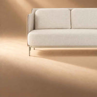 Lousanne Ivory Fabric and Mink Velvet 2 Seater Sofa