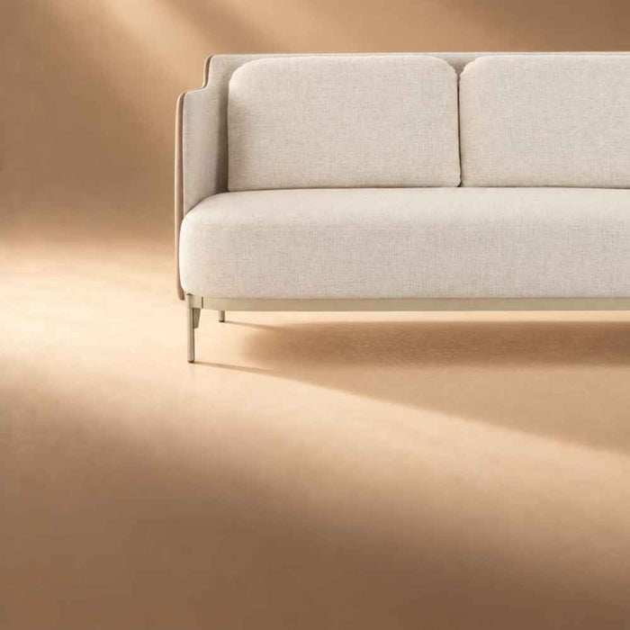 Lousanne Ivory Fabric and Mink Velvet 2 Seater Sofa