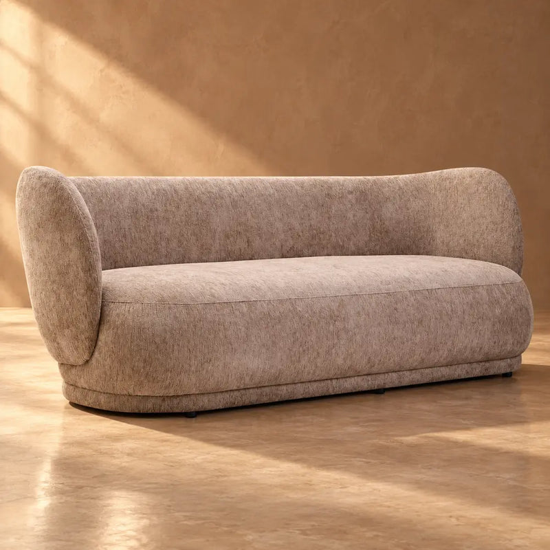 Lunel Three-Seater Curved Chenille Sofa