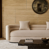 Marenza Ivory Curved Linen Sofa