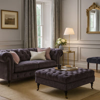 Aveline Grey Velvet Ottoman
