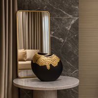 Takumi Small Black and Gold Textured Round Vase