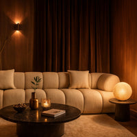 Valenza Cream Channel-Tufted Curved Sofa