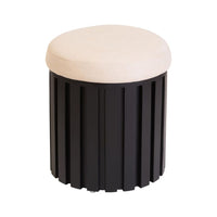 Varello Black Mango Wood & Cream Linen Stool