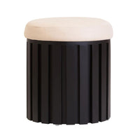 Varello Black Mango Wood & Cream Linen Stool
