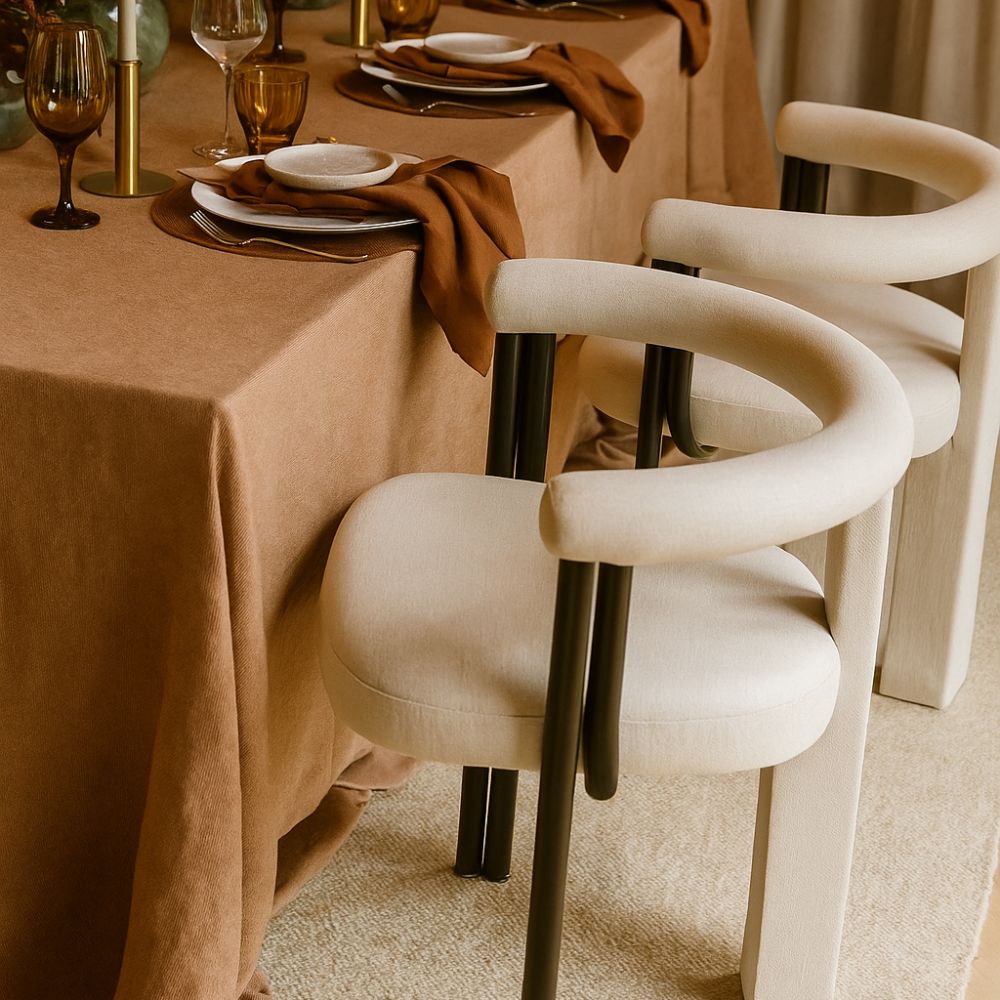 Varenna Cream Linen Dining Chair