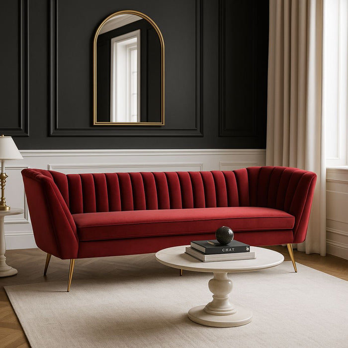 Vivienne 3-Seater Wine Velvet Sofa