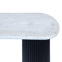 Valmer Travertine & Black Acacia Console Table