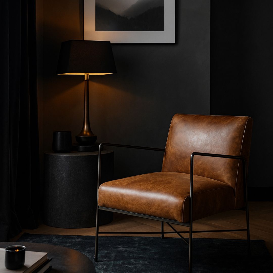 Westford Light Brown Leather Statement Chair