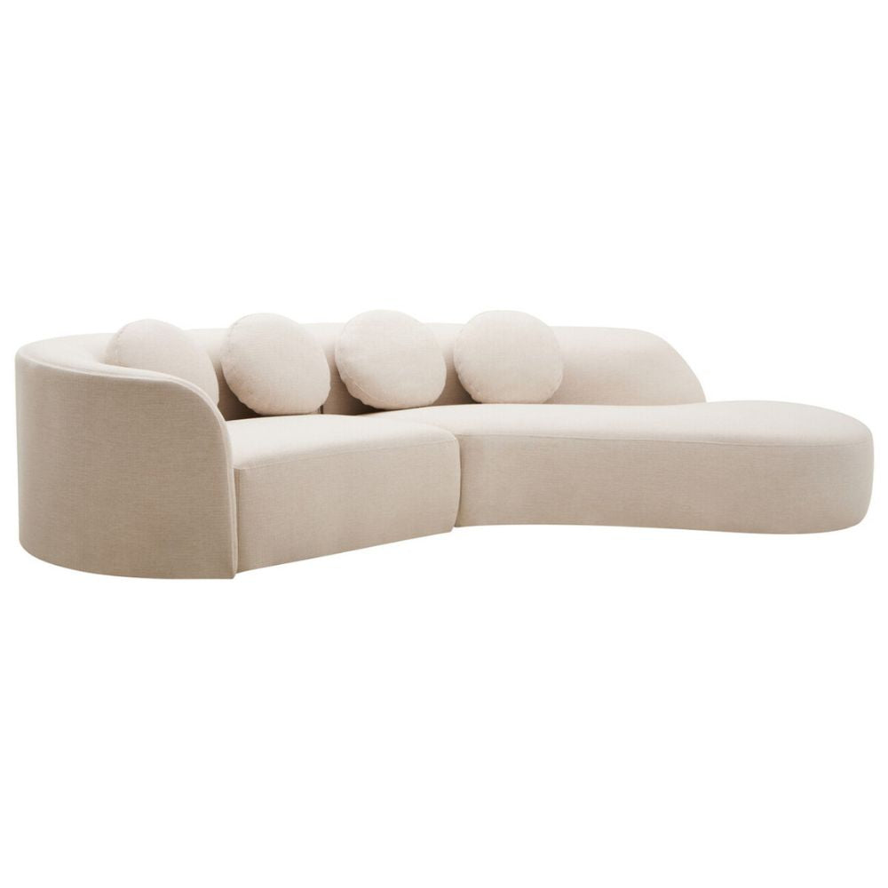 Averna Cream Curved Linen Sofa