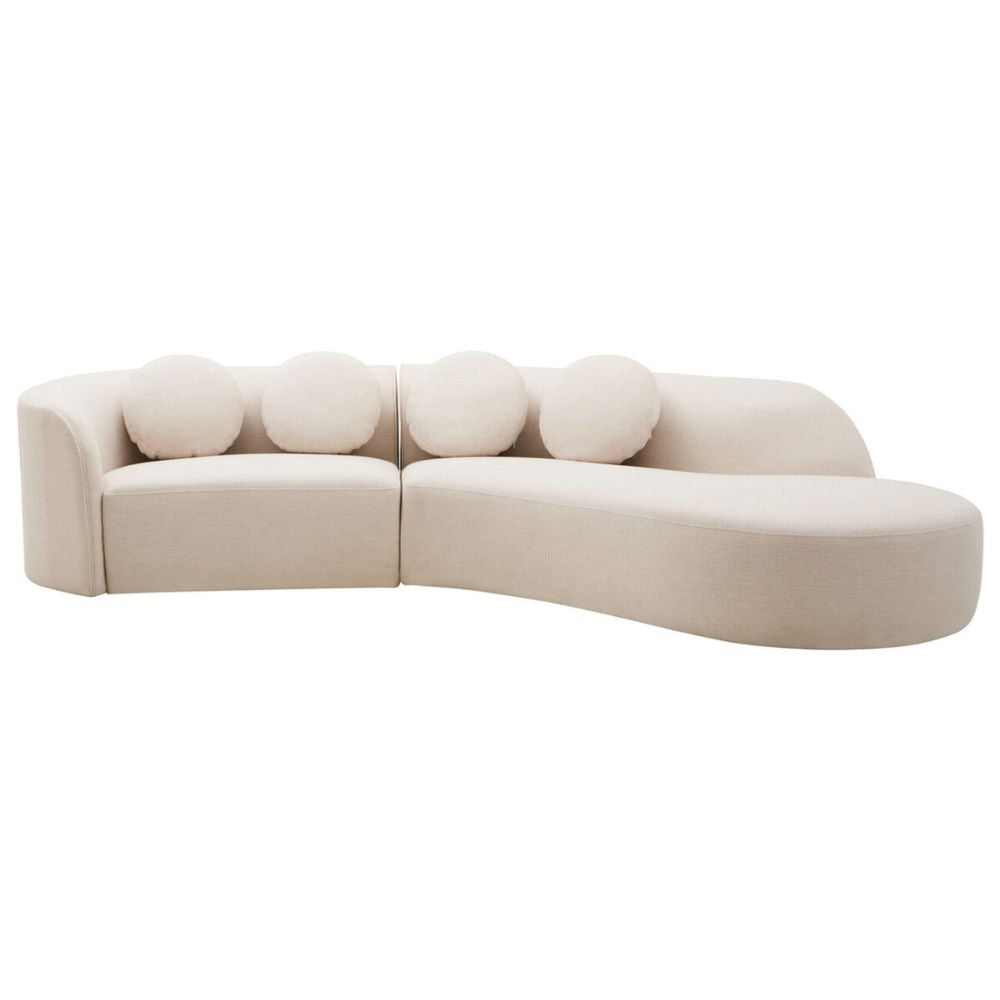 Averna Cream Curved Linen Sofa
