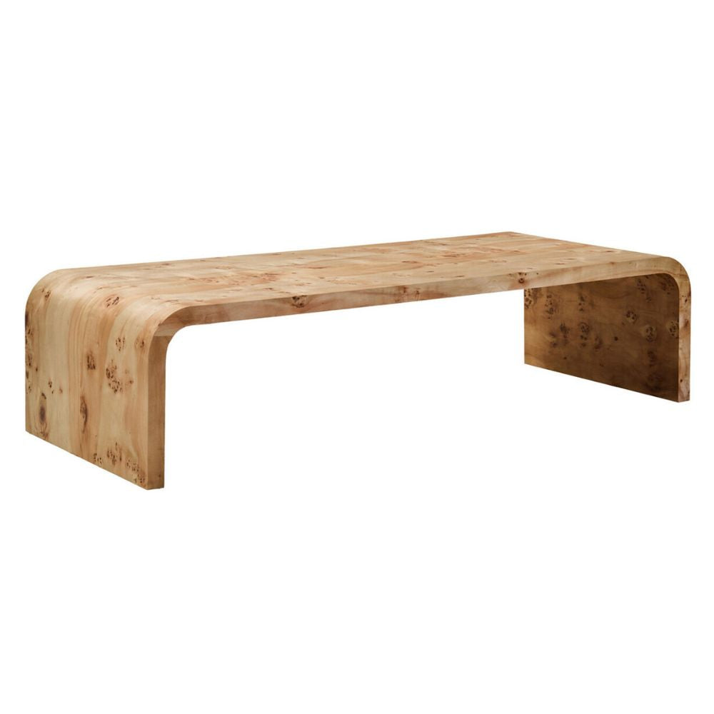 Cortona Burl Wood Curved Coffee Table