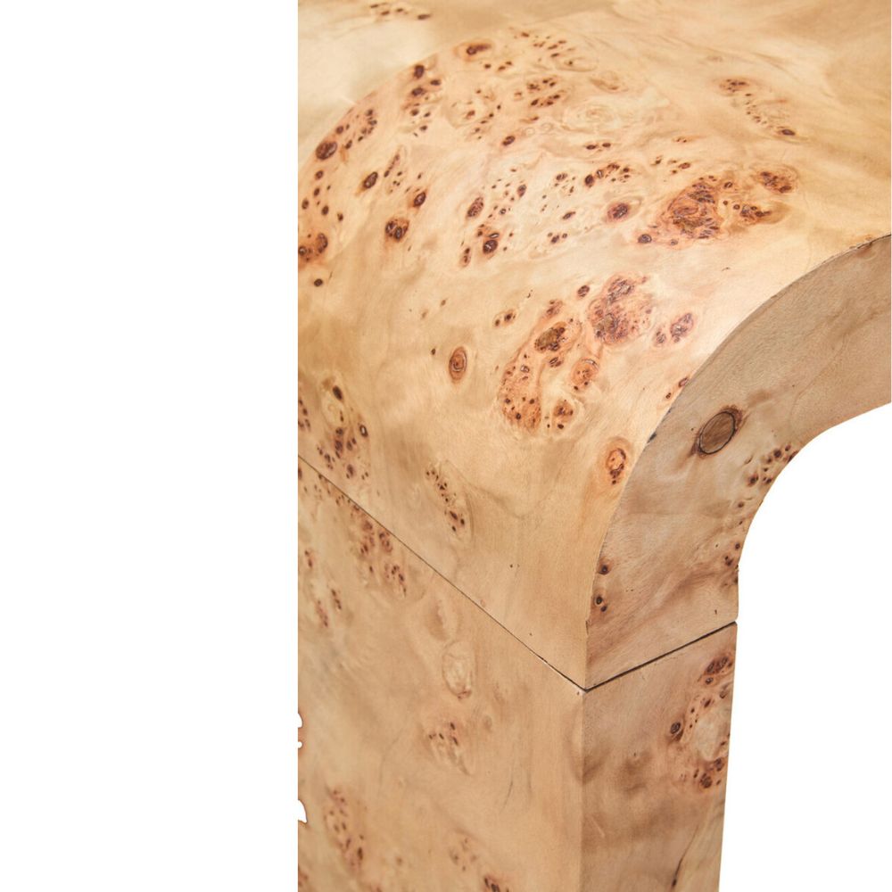 Cortona Burl Wood Curved Console Table