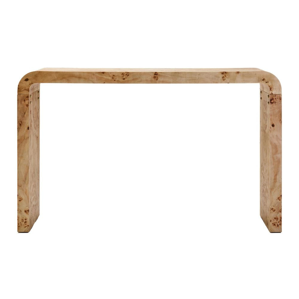 Cortona Burl Wood Curved Console Table