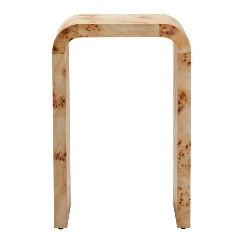 Cortona Burl Wood Curved Side Table