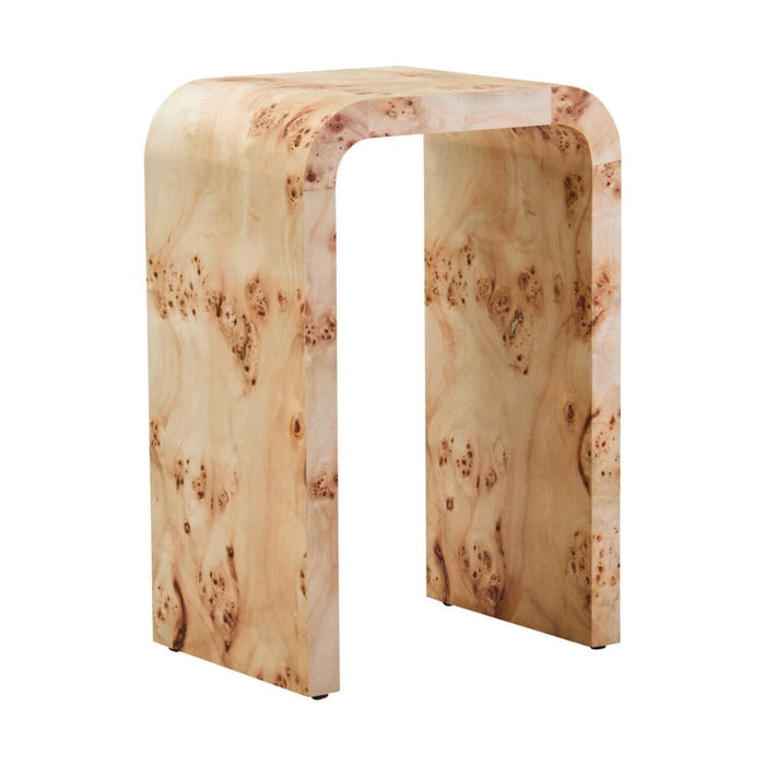 Cortona Burl Wood Curved Side Table