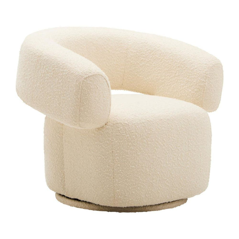 Elaro Ivory Bouclé Swivel Armchair