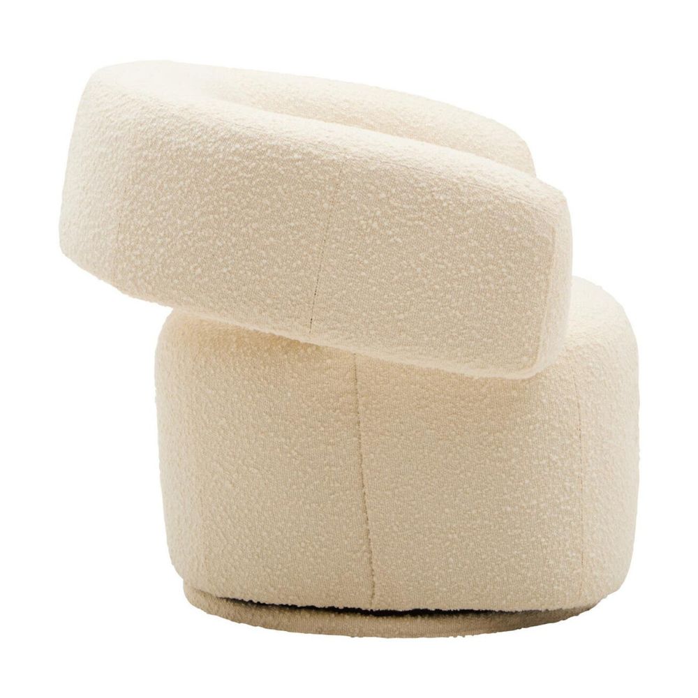 Elaro Ivory Bouclé Swivel Armchair