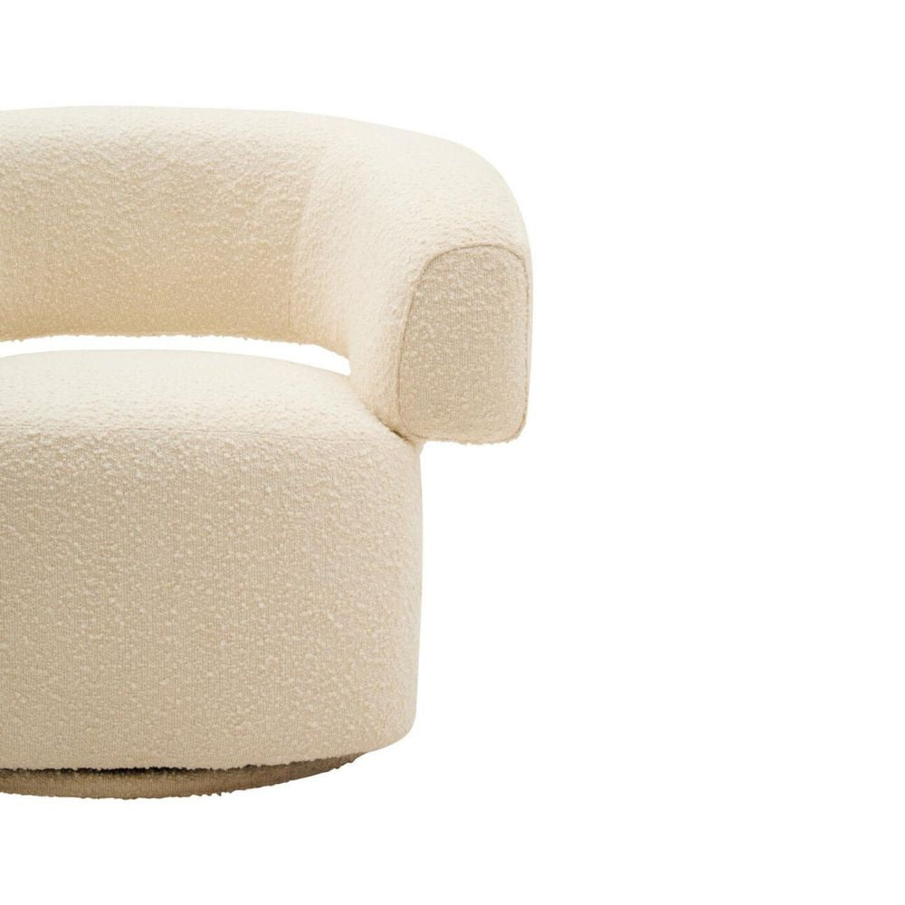 Elaro Ivory Bouclé Swivel Armchair