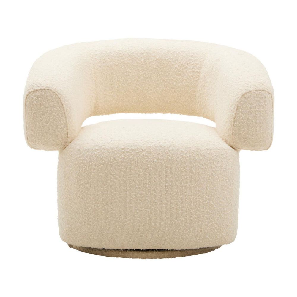 Elaro Ivory Bouclé Swivel Armchair