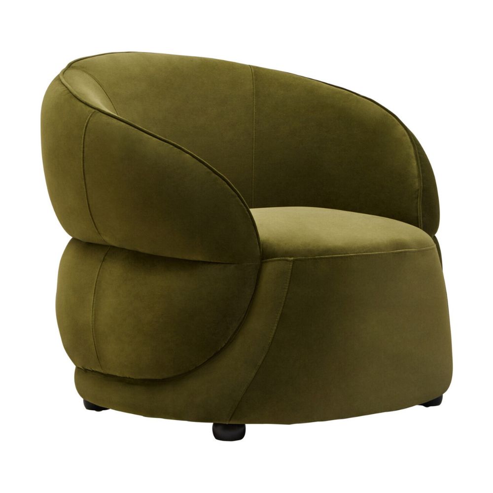 Elora Curved Velvet Accent Chair – Forest Green