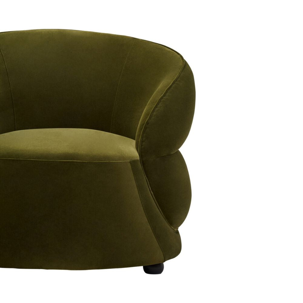 Elora Curved Velvet Accent Chair – Forest Green