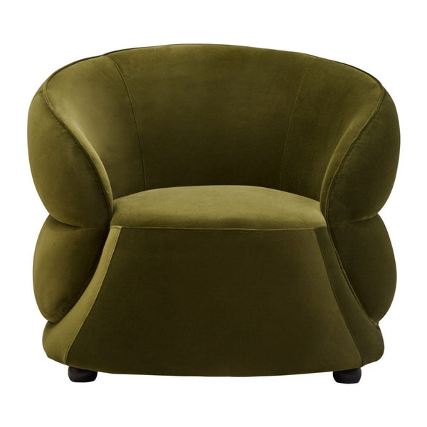 Elora Curved Velvet Accent Chair – Forest Green