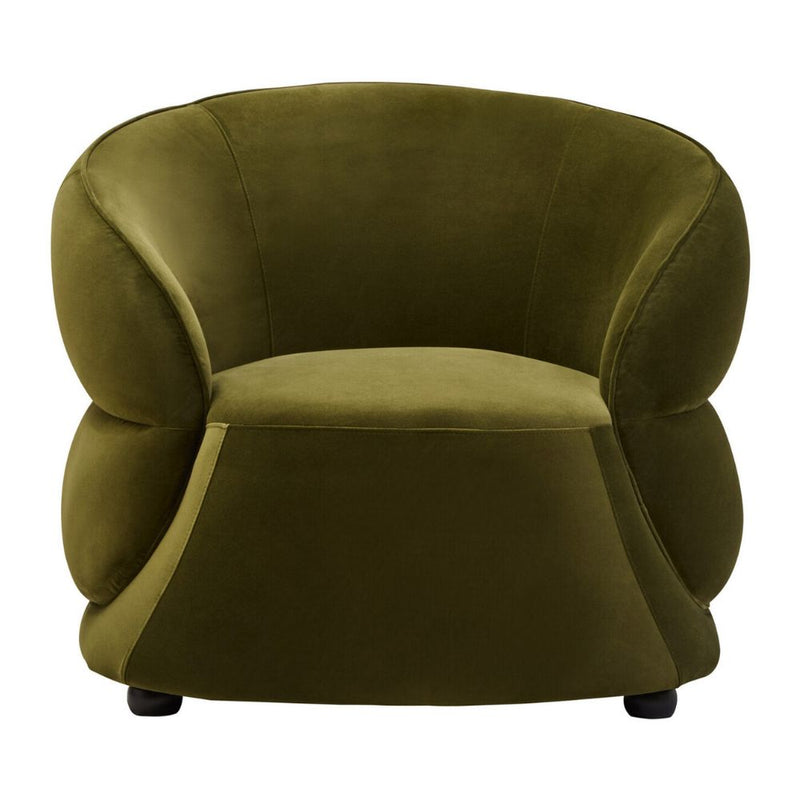 Elora Curved Velvet Accent Chair – Forest Green