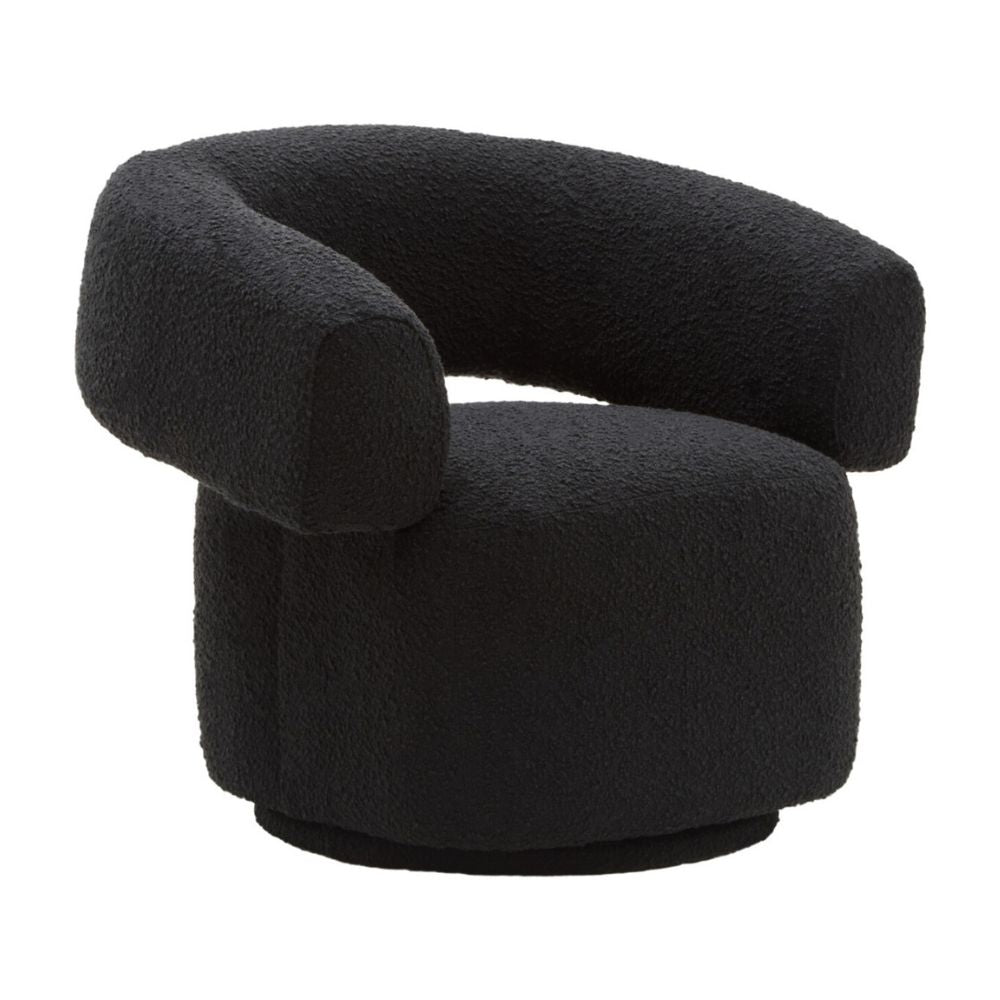 Nerava Black Bouclé Swivel Armchair