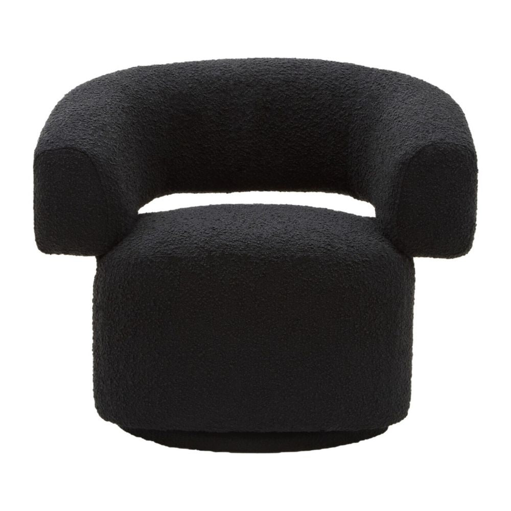 Nerava Black Bouclé Swivel Armchair