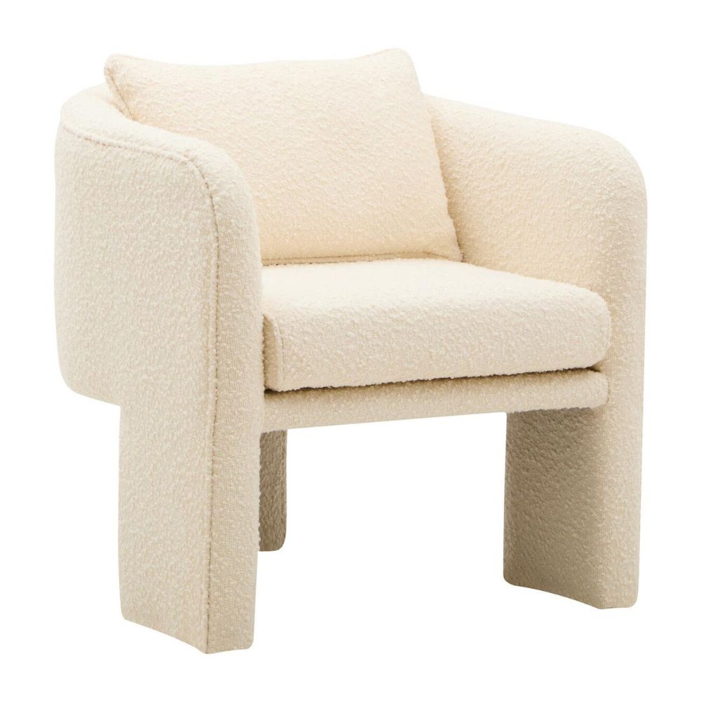 Ozzero Ivory Boucle Curved Armchair