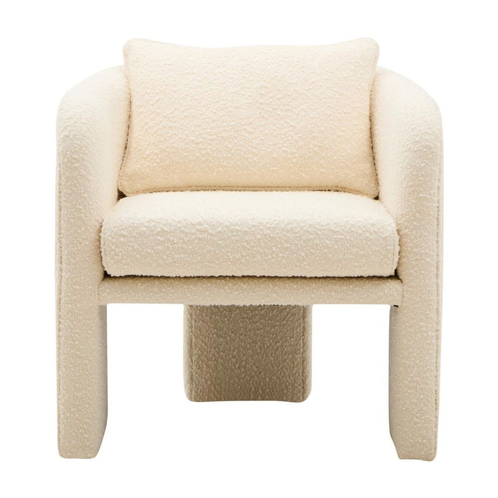 Ozzero Ivory Boucle Curved Armchair